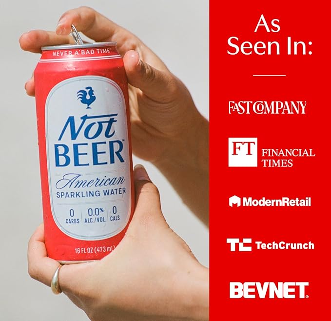 Not Beer American Sparkling Water, Original, 99.9% Pure, Mineral & Electrolyte Blend, Carbonated Soda Water, Made in America, 16 Oz Tallboy Cans, 12 Pack