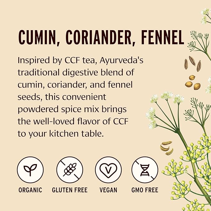 Banyan Botanicals CCF Spice Mix (Cumin, Coriander, Fennel)??Powder Blend of Organic Indian Spices for Cooking & Baking ?“Savory Spice Blend Inspired by CCF Tea 2.8 oz ?“Non-GMO Sustainably Sourced Vegan