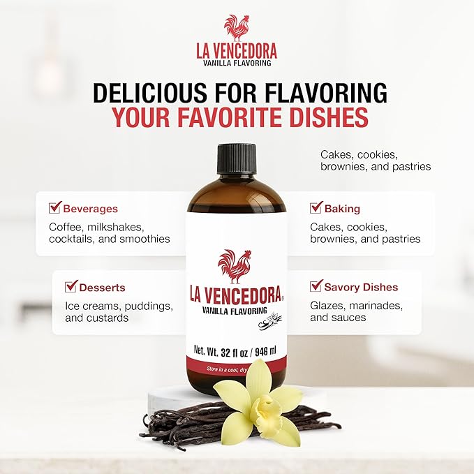 La Vencedora Mexican Vanilla Flavor - 32oz - Pack of 2 - Vegan, Glutten Free, Natural Process