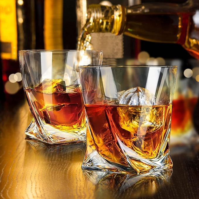 Old Fashioned Whiskey Glasses 10 OZ Rocks Glasses Set of 4, Gift Box - Barware For Bourbon, Scotch, Rum glasses for Men Women