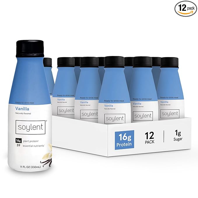 Soylent Complete Nutrition Gluten-Free Vegan Protein Meal Replacement Shake, Vanilla, 11 Oz, 12 Pack