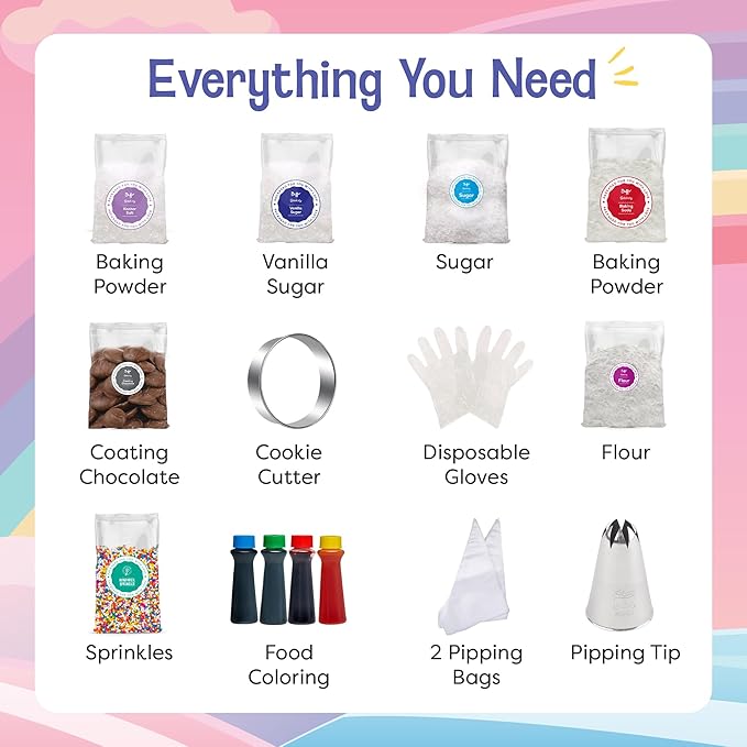 Baketivity Baking Kit Bundle ??Unicorn Rainbow Cookies & S?셫ores Sandwich Cookies by Duff Goldman ??DIY Kids Baking Set with Pre-Measured Kosher Ingredients, Decorating Supplies, STEM Activities ??Age