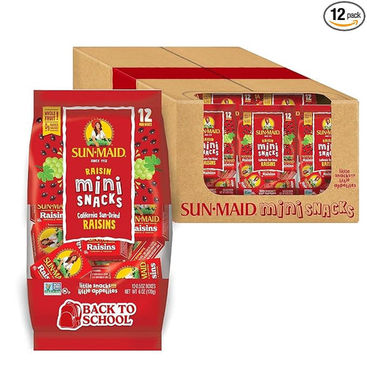 Sun-Maid California Sun-Dried Raisins - (144 Pack) 0.5 oz Snack-Size Box - Dried Fruit Snack for Lunches, Snacks, and Natural Sweeteners
