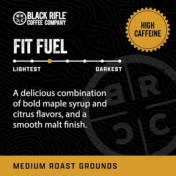 Black Rifle Coffee Company Ground Coffee Medium Roast - Roasted Blend Made from Pure Arabica Beans - Colombian & Brazilian Beans - Veteran Founded & American Made (Fit Fuel, 12oz Bag)