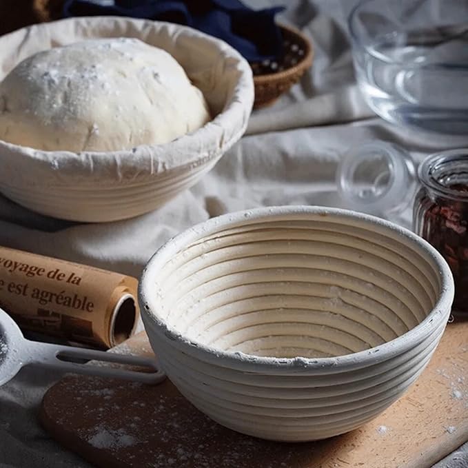 7 Inch Round Bread Banneton Proofing Basket Set of 2 Sourdough Proofing Basket kit for Artisanal Baking ??Bread Making Tools For Professional & Home Bakers (7 inch round- 2 pack)
