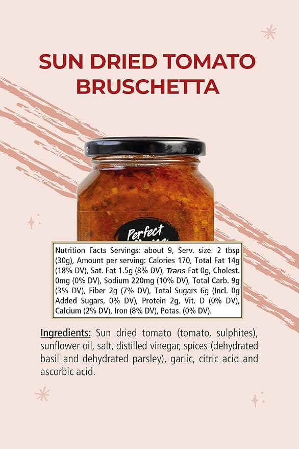 Perfect Choice Sundried Tomato Bruschetta - Ready-to-Serve Dip 12.7 oz (Pack of 3)