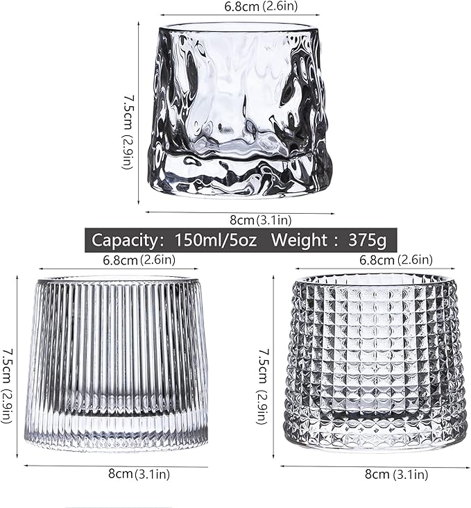Flat bottom Crystal Whiskey Glasses, Small 5OZ Scotch Glasses Set of 3, Old Fashioned Glasses,Heavy Bottom Rocks Glasses for Drinking Bourbon, Rock,Cocktails竊늆mall Sizeç«?,<div>