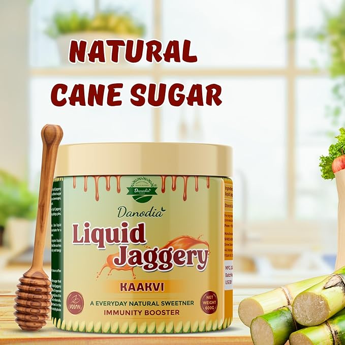 Danodia Foods LIQUID JAGGERY SYRUP (600g/1.32lb) | Natural Sweetener from Sugarcane | No Preservatives | Rich in Minerals | Alternative to Refined Sugar | Ideal for Beverages, Desserts & Traditional Recipes