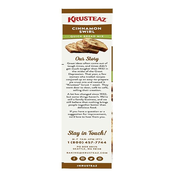 Krusteaz Cinnamon Swirl Quick Bread Mix, 19.5 Oz