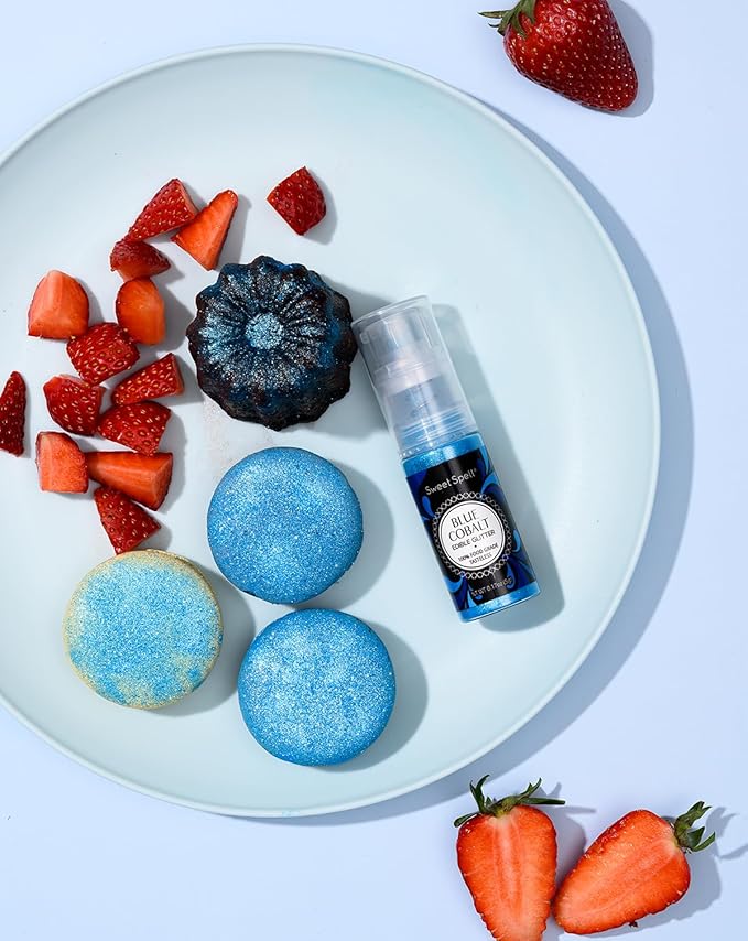 Sweet Spell Edible Cake Glitter Spray ??Shimmering Magic for Cakes Decorating & Cocktails ??100% Edible, Food-Grade, Vegan, Gluten-Free (Blue)