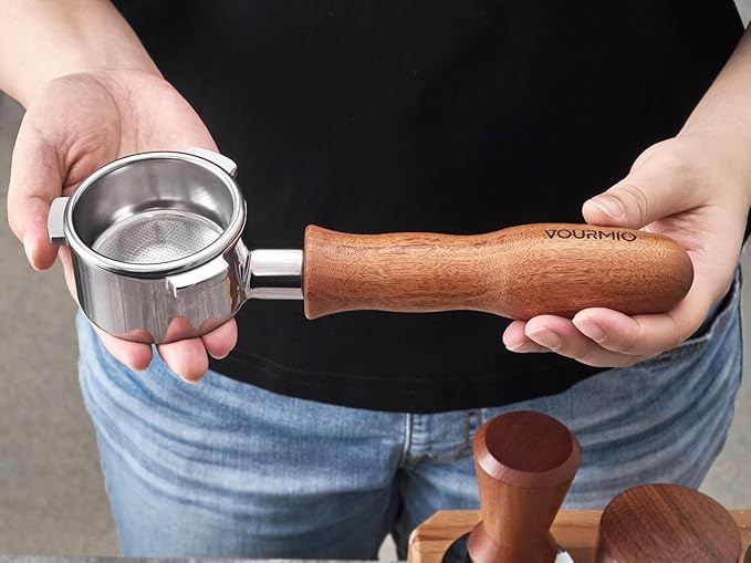 54mm Bottomless Portafilter - Breville Compatible Naked Portafilter, Rosewood Handle & 18-20g Filter Basket & Puck Screen Included, Fits Barista Express, Pro, Touch, Bambino Plus, Infuser