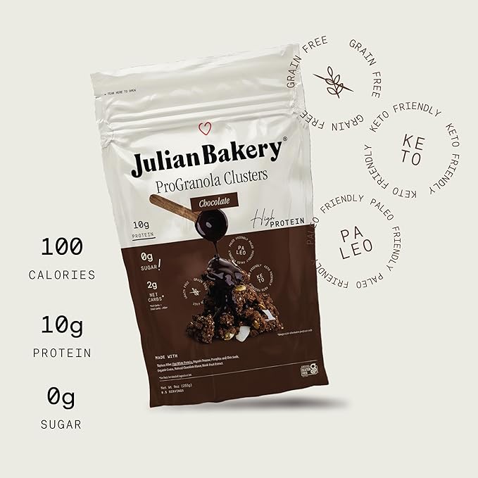 Julian Bakery® ProGranola® Cereal | Chocolate | 10g Protein | Paleo | 2 Net Carbs | Gluten-Free | Grain-Free | 9oz (3 PACK)