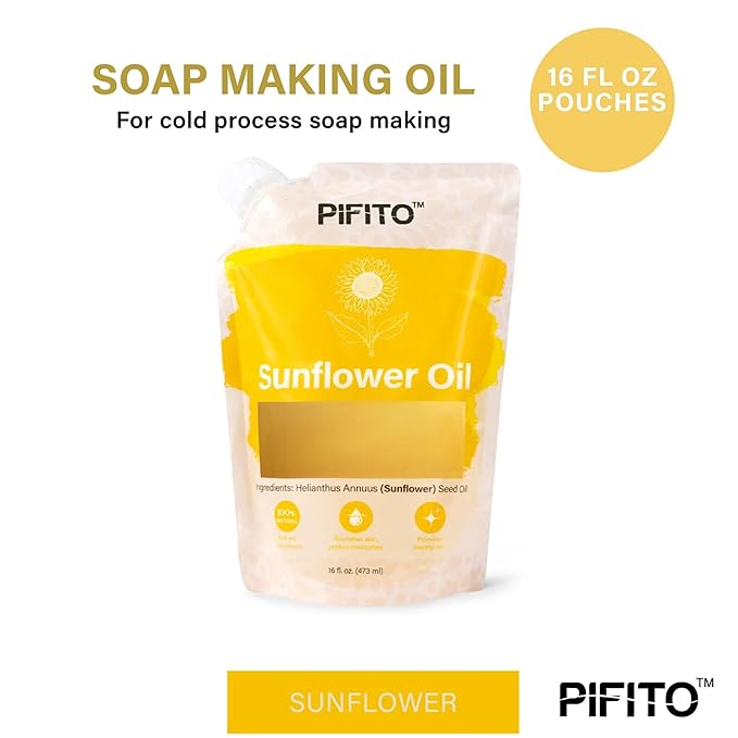 Sunflower Oil (16 oz) for Soap Making ??Premium 100% Pure and Natural Carrier Oil for Essential Oils, Skin Care, Hair and Body Oil, Moisturizing Massage Oil for Aromatherapy