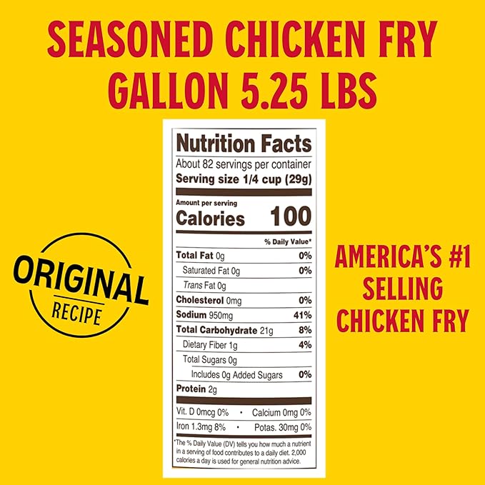 Louisiana Seasoned Chicken Fry Batter 1 Gallon - Crispy Southern Coating Mix for Fried Chicken - Delicious and Convenient Coating Filled with Cajun Flavor - Easy to Make Recipe - Just Add Water