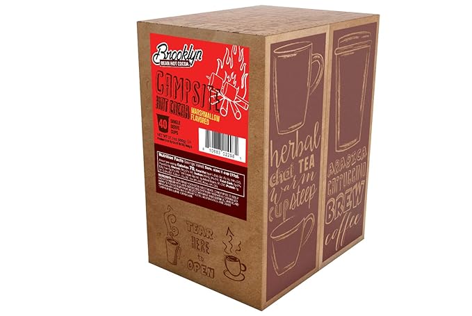Brooklyn Beans Campsite Chocolate Mashmallow Hot Cocoa Pods, Compatible with K Cup Brewers Including 2.0, 40 Count