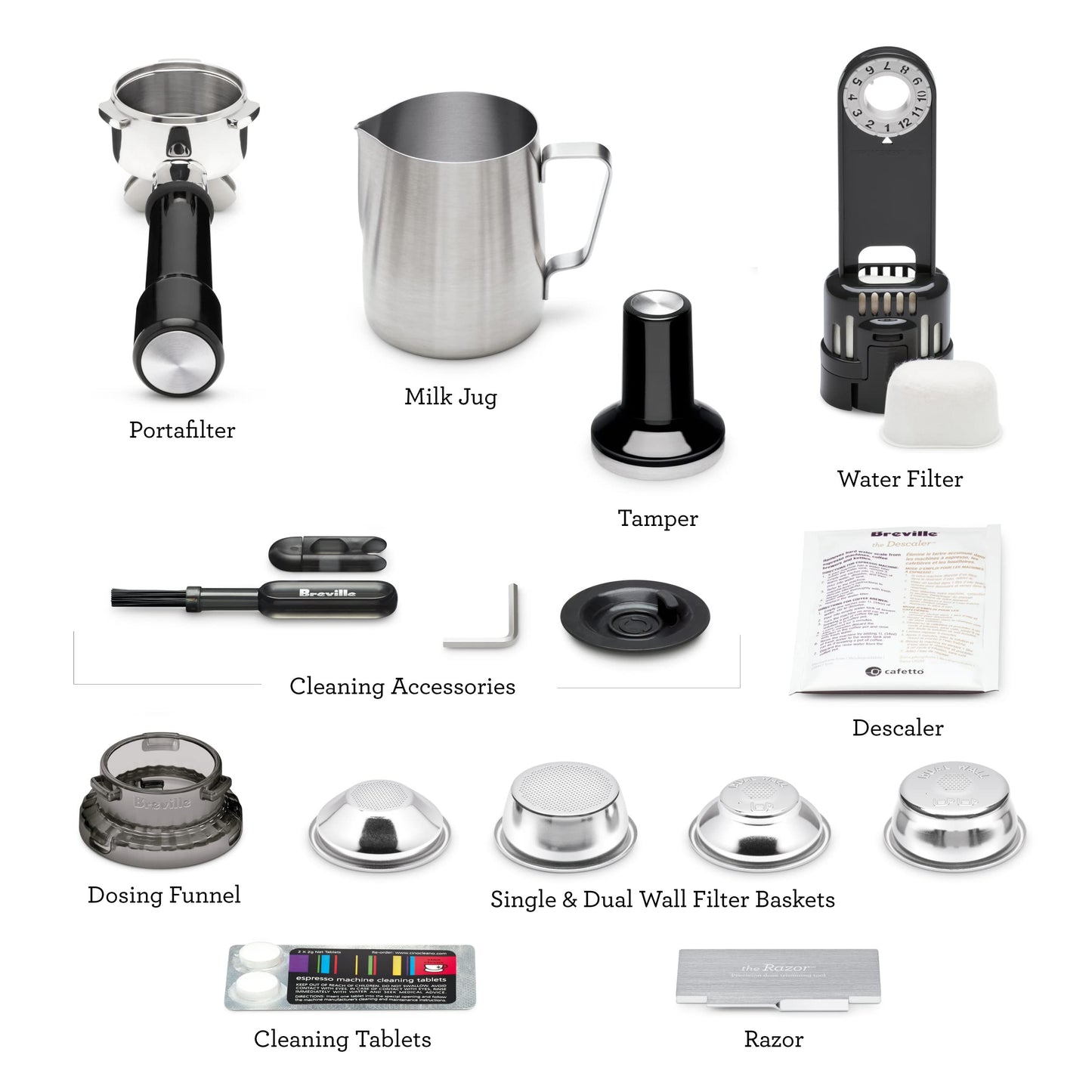 Breville BES870BSXL Barista Express Espresso Machine, Black Sesame