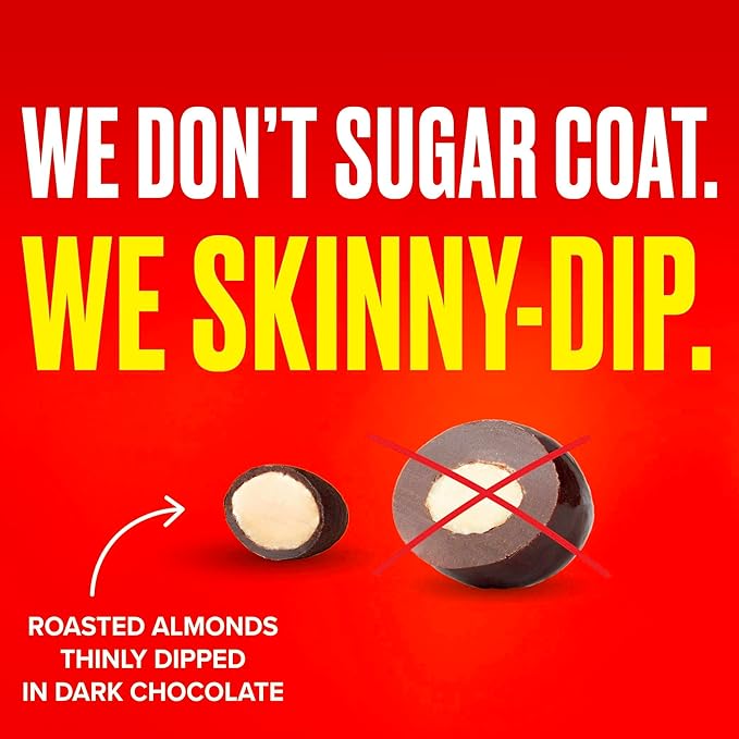 SkinnyDipped Dark Chocolate Peanut Butter Almonds, Healthy Snack, Plant Protein, Gluten Free, 3.5 oz Resealable Bags, (Pack of 5)