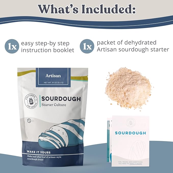 Artisan Sourdough Starter Culture | Dehydrated Starter for Bread Baking | Unbleached Rye Flour | Perfect for Beginners and Experienced Bakers | Gluten Sourdough Culture | Cultures for Health