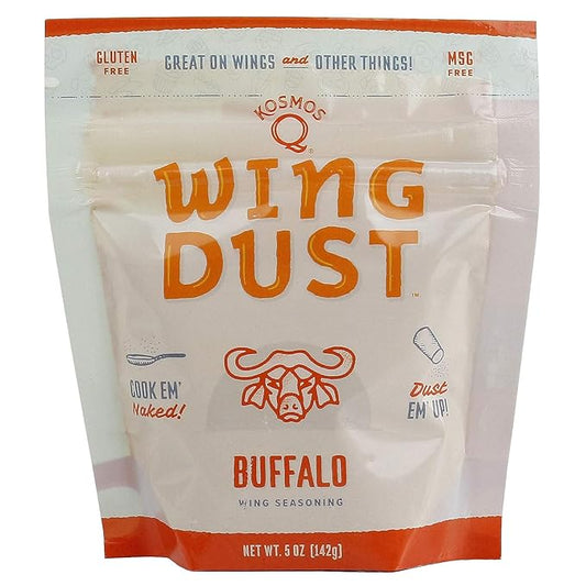 Kosmos Q Buffalo Wing Dust, Classic Buffalo Seasoning Powder For Chicken, Popcorn, Fries & More, Bold & Spicy Chicken Wing Seasoning, Dry Rub Dust for Grilling and Smoking, 5 Oz Shaker Bottle