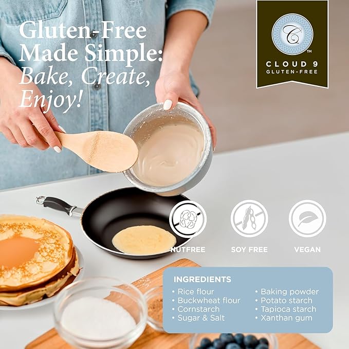 Cloud 9 Gluten Free Pancake Mix, Waffle Mix, Light & Fluffy, Easy-to-Make Pancakes and Waffles, Versatile Gluten Free Baking 454 gr, Vegan & Kosher