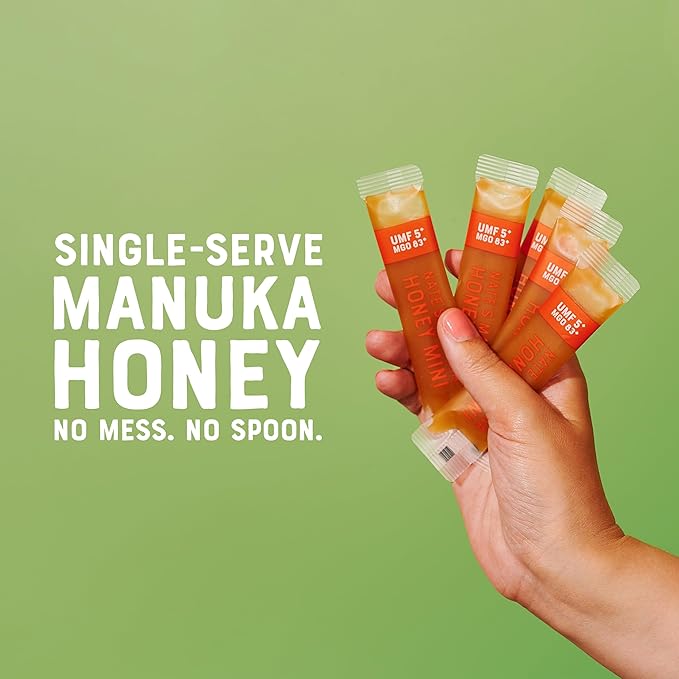 Nate's Manuka Honey Minis - 30 count Single-serve, Pure Manuka Honey - MGO 83+ | UMF 5+ Certified - 30 Single-Serve Packets for On-the-Go Daily Wellness