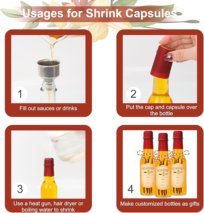 DHSBTLS 12 PCS 5 oz Vanilla Extract Bottles 150 ml Hot Sauce Glass Bottle with Leak Proof Screw Cap,Funnel, Clear Oil Bottle for Kitchen, Home Brewing Wine, Juicing Bottles for Bordeaux Wine, Beverage