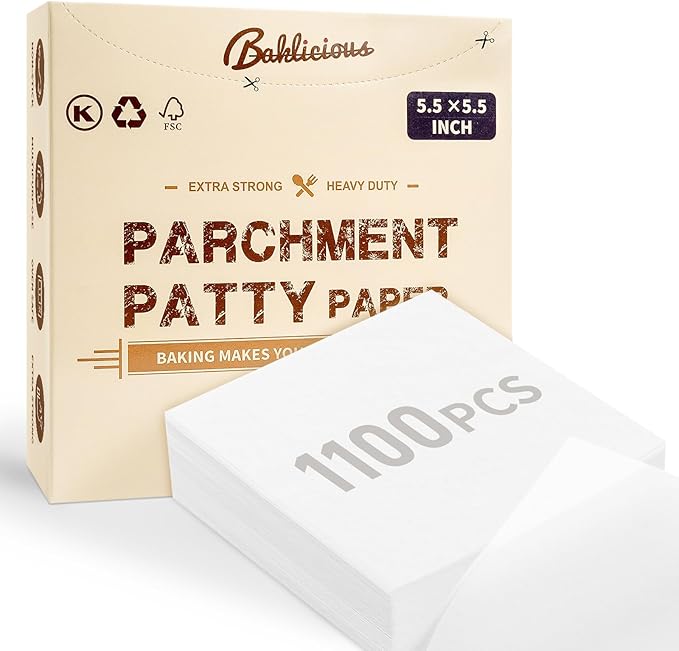 Baklicious Hamburger Patty Paper ??1100Pcs of 5.5"x5.5" Non-Stick Patty Paper Squares ??Craft Perfect Burgers! Elevate Your Game with Seamless Separation & Versatile Use in Oven, Microwave,Freezer!