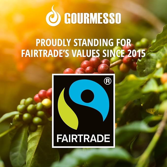 Gourmesso 50ct Espresso Coffee Pods I 50 Nespresso Compatible Coffee Pods I Proudly Fairtrade | Dark Roast I High Intensity 10 I Compatible with Nespresso Original Machines I Ristretto Blend Forte