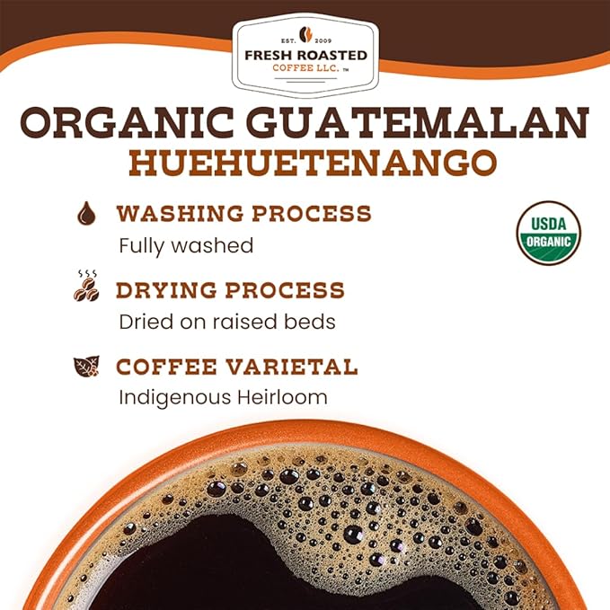 Fresh Roasted Coffee, Organic Guatemala | Single Origin, USDA Organic, Mold & Myco 3rd Party Tested, Kosher | 24 Pods for K Cup Brewers