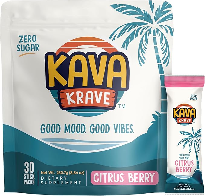 Citrus Berry Kava Drink Mix ??30 Pack for Natural Energy, Mood Support, Stress Relief & Nootropic Focus
