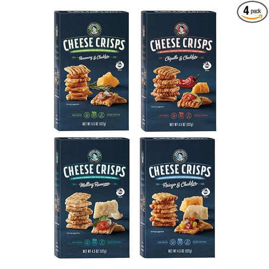 John Wm. Macy - CheeseCrisps Assortment Multipack - Hand Crafted, Non GMO, and Nothing Artificial - Made with Real Cheese - 4.5 oz. Cartons - 4 Pack