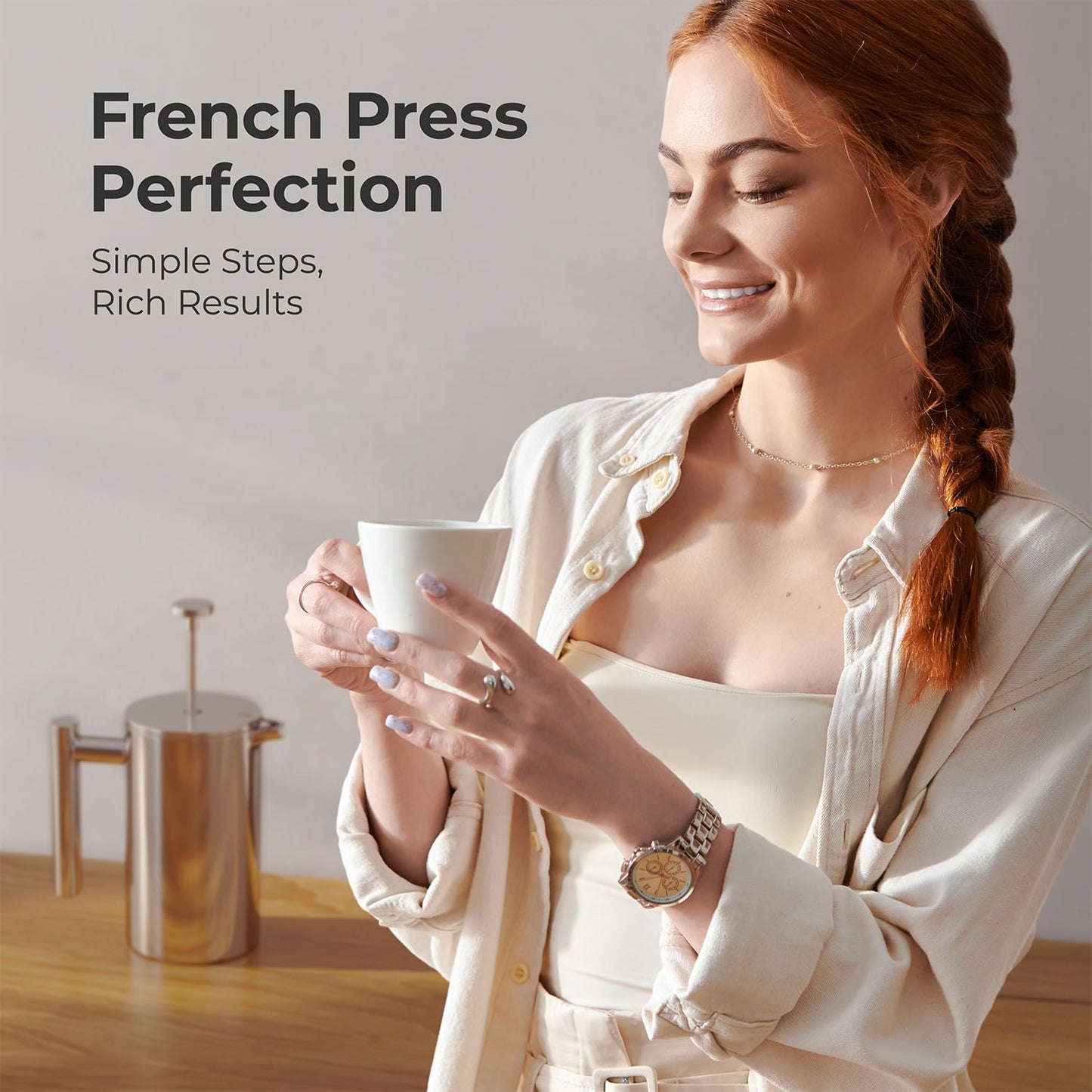 MuellerLiving French Press Coffee Maker 20oz, Stainless Steel French Press Coffee, 4 Filter Heat