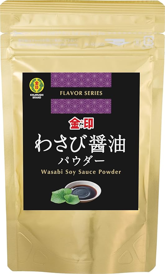 Wasabi Soy Seasoning Sauce Powder (2.11 oz / 60g, Packet of 1) - Asian, Japanese, Umami, Seasoning, Vegetable, Meat, Seafood, Snacks, Mixed Nuts, Popcorn, Shoyu, Eggs, Spices, Spicy, Grilling - Kinjirushi Brand