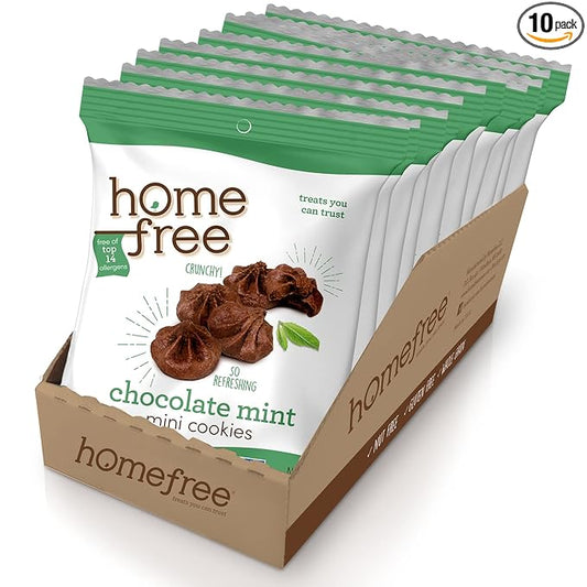 Homefree Treats You Can Trust Gluten Free Mini Cookies, Single Serve, Chocolate Mint, 0.95 Ounce (Pack of 10)