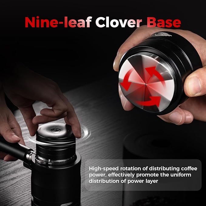 IKAPE 58.35MM Newly Upgrade Espresso Coffee Distributor, Coffee Dual-Bearing & High-Speed Distribution Tools, Adaptive Height Coffee Tamper Leveler for Over 58mm Portafilters
