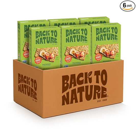 Back to Nature - Multigrain Flax Seeded Flatbread Crackers - Non-GMO, Made with Real Ingredients like Wheat Flour & Whole Grains - Seriously Tasty Snacks - 5 Ounce (Pack of 6)