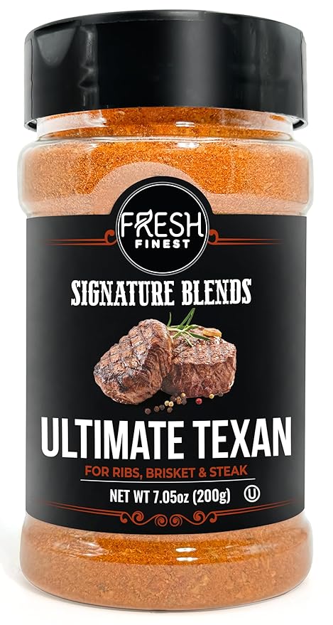 Fresh Finest Texas Smokehouse Steak Seasoning- Authentic Texan Seasoning, 7.05oz - Smoky, Kosher, All-Natural & Gluten-Free