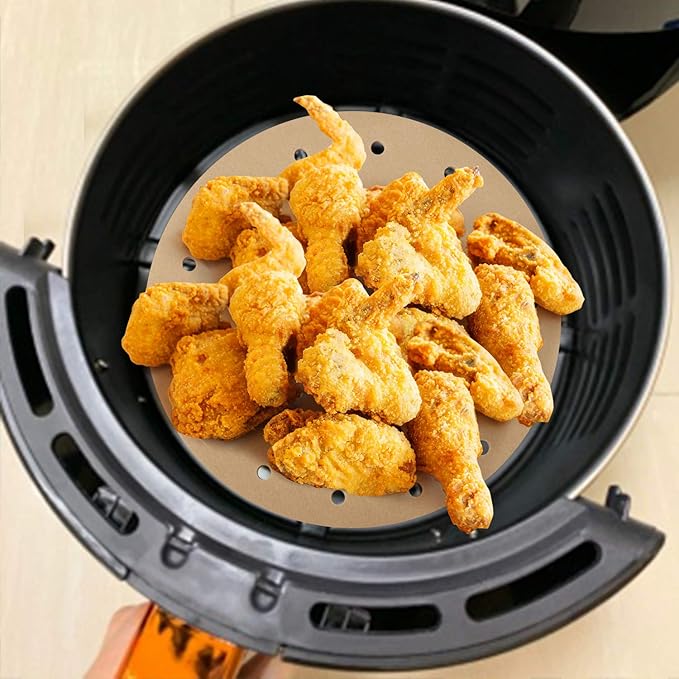 Beasea Air Fryer Disposable Liners 9 Inch, 200pcs Parchment Paper Unbleached Round Filter Paper Perforated Bamboo Steamer Papers for Air Fryer and Steaming Basket