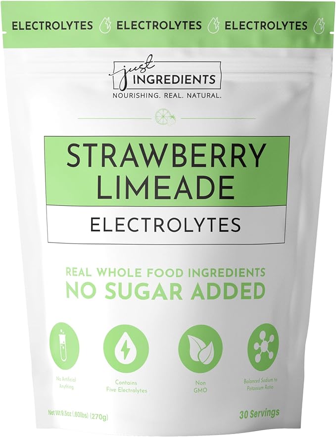 Strawberry Limeade Electrolytes ??30 Serving Bag ??Clean Hydration Drink Mix with Essential Minerals ??Remineralizing Formula ??No Sugar Added ??Natural Energy & Cramp Support ??Vegan, Non-GMO