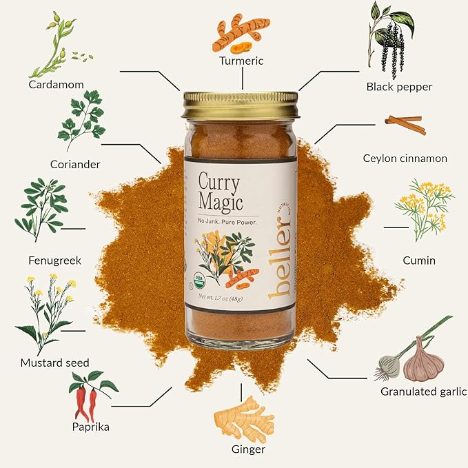 CURRY MAGIC | 1.7 oz | Organic Spice Blend Seasoning | Rachel Beller Nutrition Power Spicing