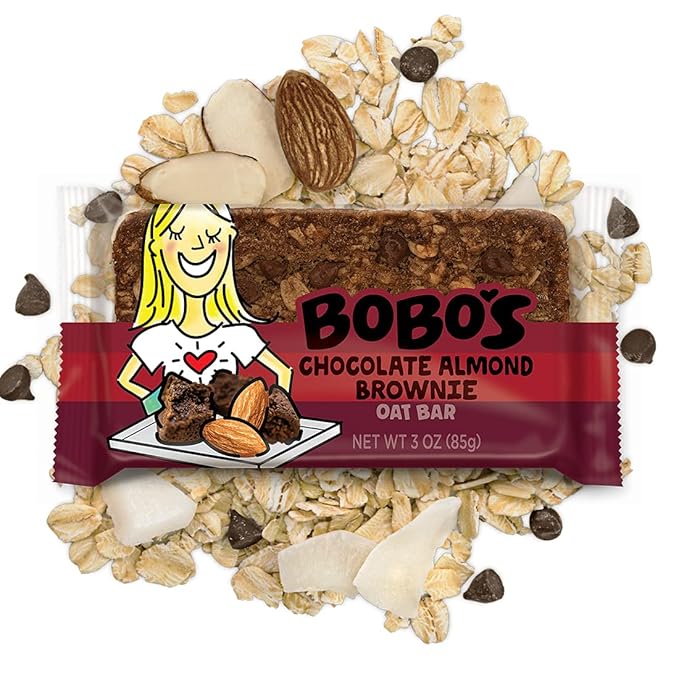 Bobo's Oatmeal Bars, Chocolate Almond Brownie, Gluten Free Vegan Whole Grain Oat Bars, Pack of 12