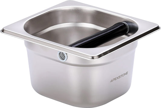 Apexstone Coffee Knock Box Stainless Steel, 6.9 Inch Espresso Knock Box for Espresso Coffee