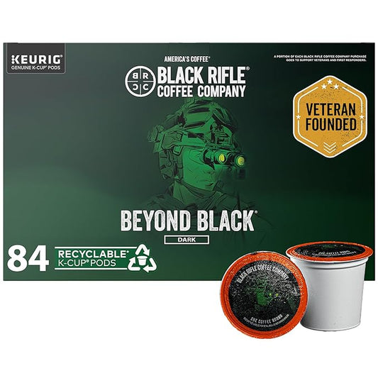 Black Rifle Coffee Company Dark Roast K Cups - Single Serve K Cups Coffee Pods - Kcup Pods Compatible with Keurig 1.0 & 2.0 - Made from Pure Arabica Beans (Beyond Black, 84 Count)