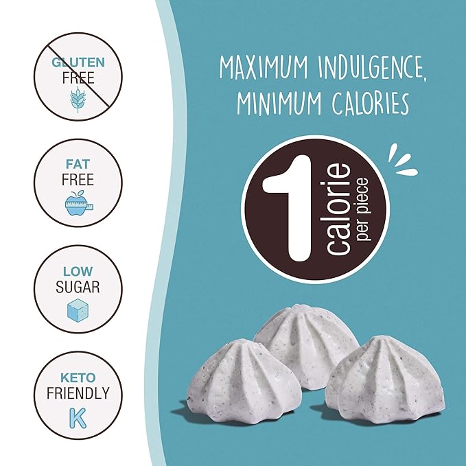 Don't Worry Meringue Cookies Keto Friendly - Low Calories per piece!, Healthy Candy, Gluten Free Cookies, Low Carb, Low Sugar Snacks - 4 Pack