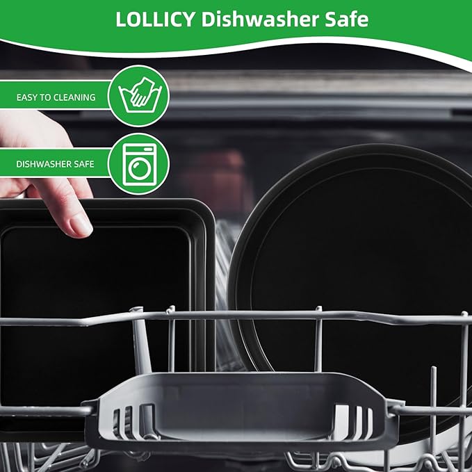 11-Piece Nonstick Baking Pans Set - Professional Grade Carbon Steel Bakeware with Premium Coating- Dishwasher Safe, Stackable, Oven Safe to 450°F (Black)