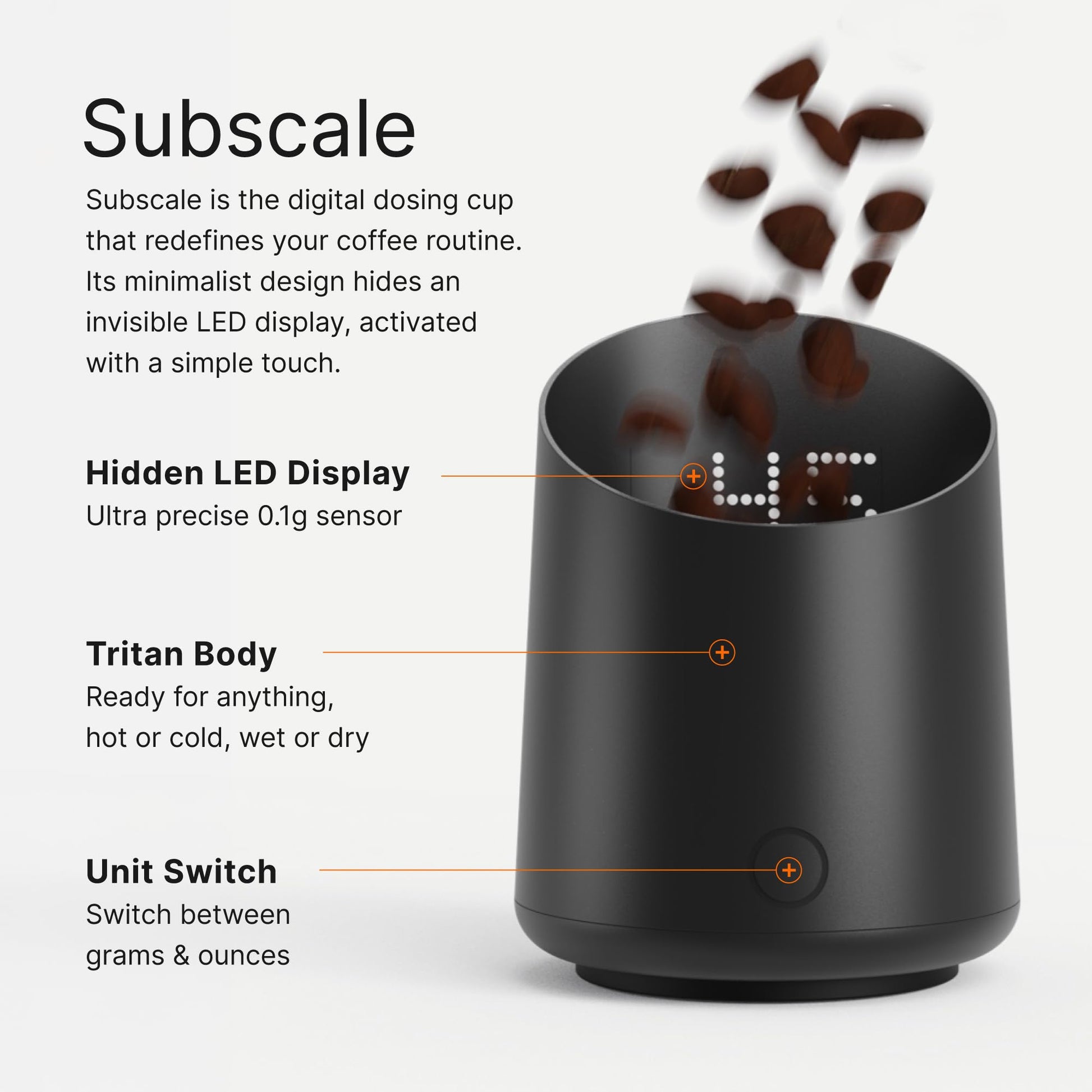 Subminimal SubScale Digital Dosing Cup with LED Display - Black