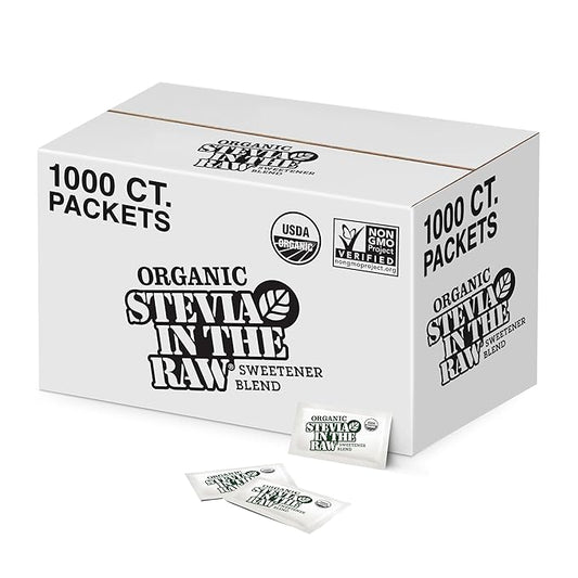Stevia In The Raw Organic Stevia Sweetener Packets, 1,000 Ct, Zero Calorie Sugar Substitute Packets, No Erythritol or Artificial Flavors, USDA Organic, Non-GMO Project Verified, Vegan