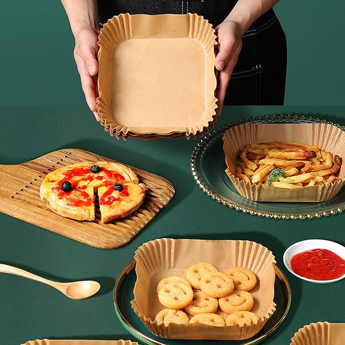 Air Fryer Liners Disposable,200Pcs Parchment Paper,LYHOLKEER 6.3inch Disposable Square Air Fryer Liners for 2 3 3.5 4 4.5 5QT,Non-Stick,Free of Bleach,Airfryer Paper Liner