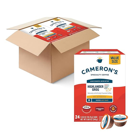 Cameron's Coffee Single Serve Pods, Flavored, Highlander Grog, 96 Count