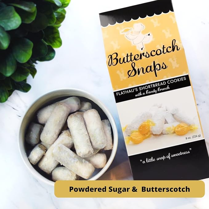 Flathau?셲 Fine Foods, Gourmet Shortbread Cookies, Handcrafted All Natural Artisan Bites, Southern-Baked Sweet Snaps with a Buttery Finish (Butterscotch, 8oz)